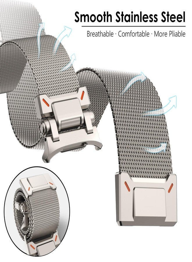 NewWays Milanese Loop for Galaxy Watch Ultra (2025) Bands 47mm for Men Magnetic Strap Stainless Steel Connector Military Rugged Galaxy Watch Ultra Bands, Titanium - Image 4
